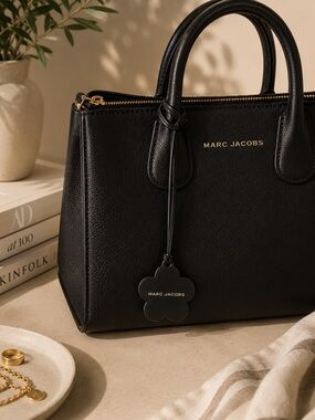 Marc Jacobs Black Floral Leather Bag Charm